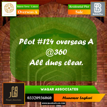 Residential Plot for Sale in Overseas A -  Bahria Town, Lahore - (BP-164695)