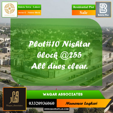 Residential Plot for Sale in Sector E - Nishtar Block -  Bahria Town, Lahore - (BP-164696)