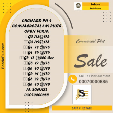 Commercial Plot for Sale in Phase 4 - G3 Block -  Bahria Orchard, Lahore - (BP-164730)
