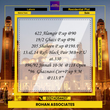 Residential Plot for Sale in Sector F - Alamgir Block -  Bahria Town, Lahore - (BP-164736)