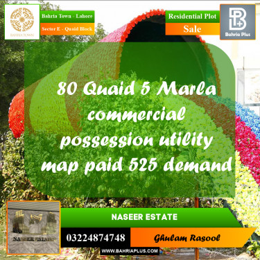 Residential Plot for Sale in Sector E - Quaid Block -  Bahria Town, Lahore - (BP-164773)