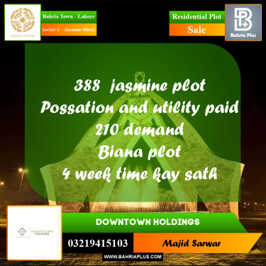 Residential Plot for Sale in Sector C - Jasmine Block -  Bahria Town, Lahore - (BP-164878)