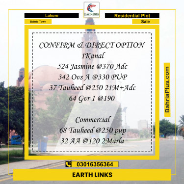 Residential Plot for Sale in Sector C - Jasmine Block -  Bahria Town, Lahore - (BP-164905)