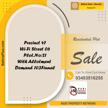 250 Sq. Yards Residential Plot for Sale in Precinct 47 -  Bahria Town, Karachi - (BP-164939)