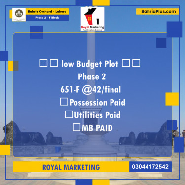 Residential Plot for Sale in Phase 2 - F Block -  Bahria Orchard, Lahore - (BP-164944)