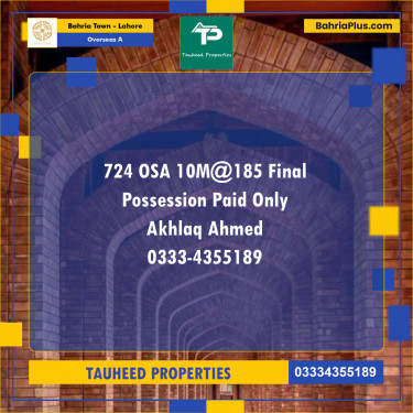 Residential Plot for Sale in Overseas A -  Bahria Town, Lahore - (BP-164953)