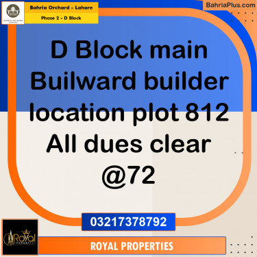 Residential Plot for Sale in Phase 2 - D Block -  Bahria Orchard, Lahore - (BP-165025)