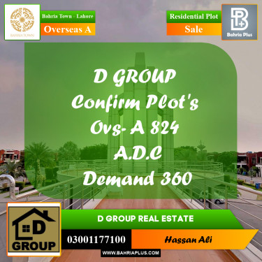 Residential Plot for Sale in Overseas A -  Bahria Town, Lahore - (BP-165061)