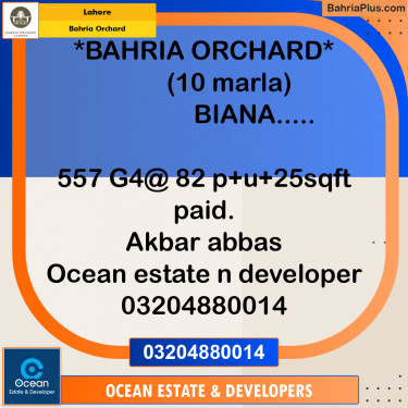 Residential Plot for Sale in Phase 4 - G4 Block -  Bahria Orchard, Lahore - (BP-165067)