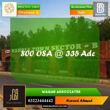 Residential Plot for Sale in Overseas A -  Bahria Town, Lahore - (BP-165103)