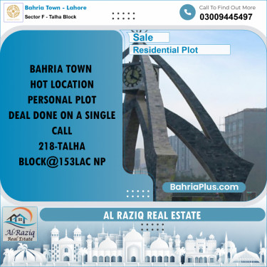 Residential Plot for Sale in Sector F - Talha Block -  Bahria Town, Lahore - (BP-165109)