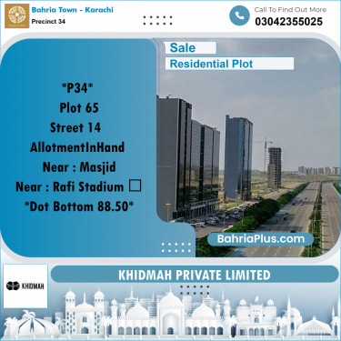 250 Sq. Yards Residential Plot for Sale in Precinct 34 -  Bahria Town, Karachi - (BP-165125)