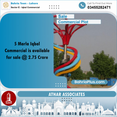 Commercial Plot for Sale in Sector E - Iqbal Commercial -  Bahria Town, Lahore - (BP-165165)