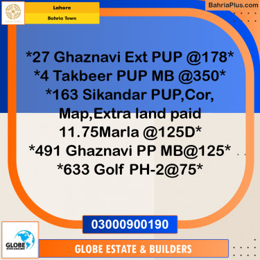 Residential Plot for Sale in Sector F - Ghaznavi Ext. Block -  Bahria Town, Lahore - (BP-165211)