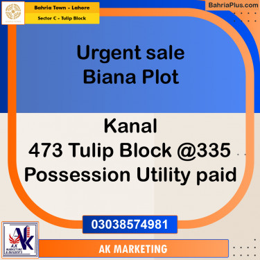 Residential Plot for Sale in Sector C - Tulip Block -  Bahria Town, Lahore - (BP-165317)