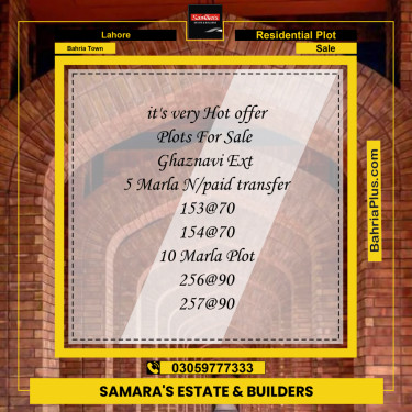 Residential Plot for Sale in Sector F - Ghaznavi Ext. Block -  Bahria Town, Lahore - (BP-165351)