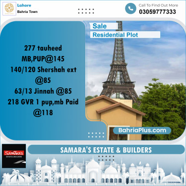 Residential Plot for Sale in Sector F - Tauheed Block -  Bahria Town, Lahore - (BP-165362)
