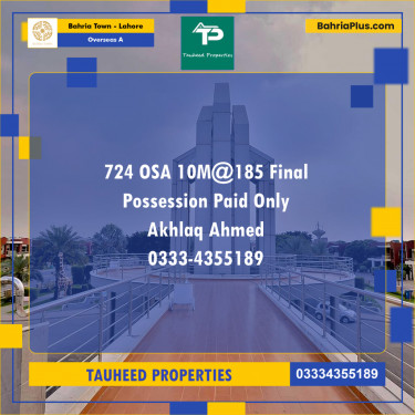 Residential Plot for Sale in Overseas A -  Bahria Town, Lahore - (BP-165377)