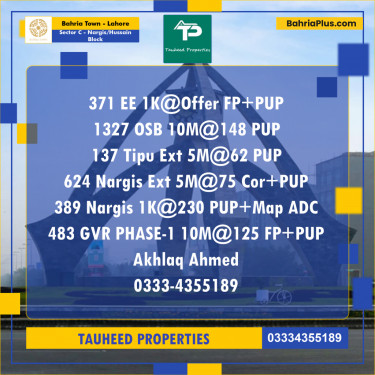 Residential Plot for Sale in Sector C - Nargis/Hussain Block -  Bahria Town, Lahore - (BP-165379)