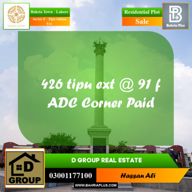 Residential Plot for Sale in Sector F - Tipu Sultan Ext. -  Bahria Town, Lahore - (BP-165391)