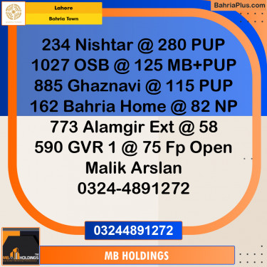 Residential Plot for Sale in Sector E - Nishtar Block -  Bahria Town, Lahore - (BP-165398)