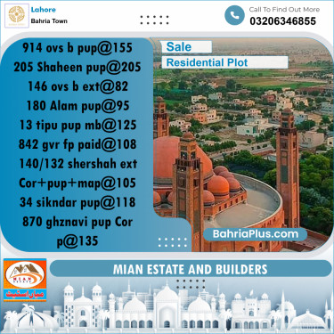 Residential Plot for Sale in Overseas B -  Bahria Town, Lahore - (BP-165411)