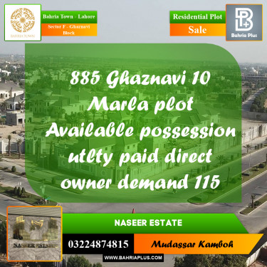 Residential Plot for Sale in Sector F - Ghaznavi Block -  Bahria Town, Lahore - (BP-165438)