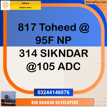 Residential Plot for Sale in Sector F - Tauheed Block -  Bahria Town, Lahore - (BP-165467)