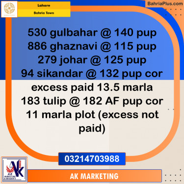 Residential Plot for Sale in Sector C - Gulbahar Block -  Bahria Town, Lahore - (BP-165522)