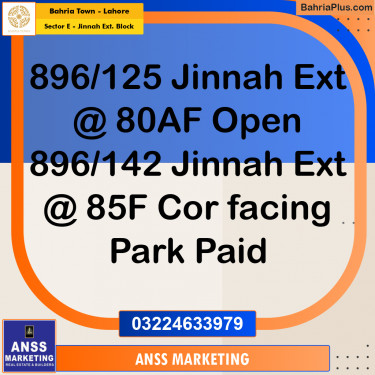 Residential Plot for Sale in Sector E - Jinnah Ext. Block -  Bahria Town, Lahore - (BP-165569)