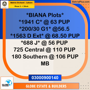 Residential Plot for Sale in Phase 2 - C Block -  Bahria Orchard, Lahore - (BP-165571)
