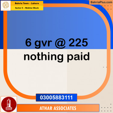 Residential Plot for Sale in Sector E - Nishtar Block -  Bahria Town, Lahore - (BP-165615)