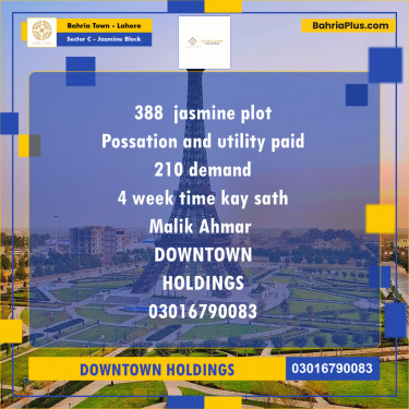 Residential Plot for Sale in Sector C - Jasmine Block -  Bahria Town, Lahore - (BP-165618)