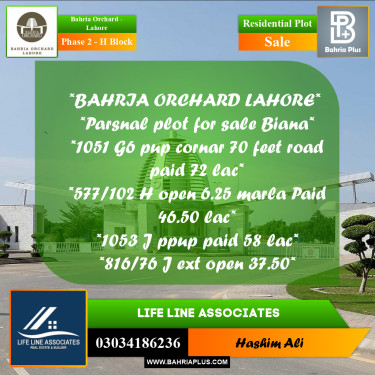 Residential Plot for Sale in Phase 2 - H Block -  Bahria Orchard, Lahore - (BP-165636)