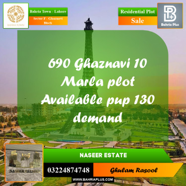 Residential Plot for Sale in Sector F - Ghaznavi Block -  Bahria Town, Lahore - (BP-165671)