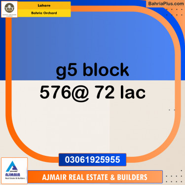 Residential Plot for Sale in Phase 4 - G5 Block -  Bahria Orchard, Lahore - (BP-165694)