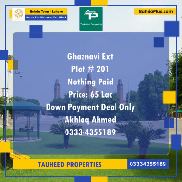 Residential Plot for Sale in Sector F - Ghaznavi Ext. Block -  Bahria Town, Lahore - (BP-165706)