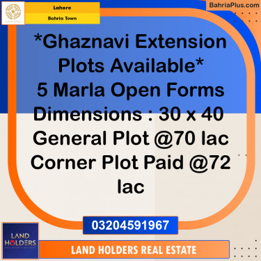 Residential Plot for Sale in Sector F - Ghaznavi Ext. Block -  Bahria Town, Lahore - (BP-165730)