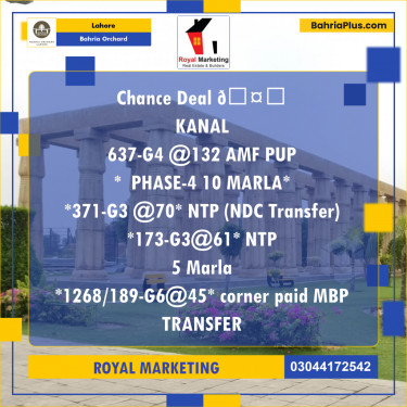 Residential Plot for Sale in Phase 4 - G4 Block -  Bahria Orchard, Lahore - (BP-165749)