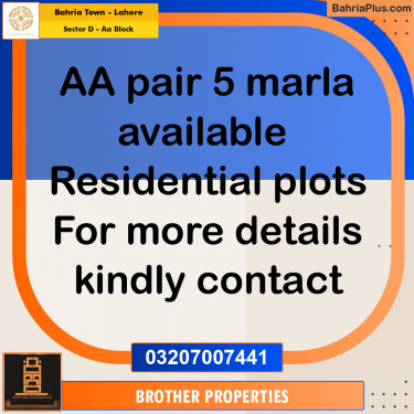 Residential Plot for Sale in Sector D - AA Block -  Bahria Town, Lahore - (BP-165812)