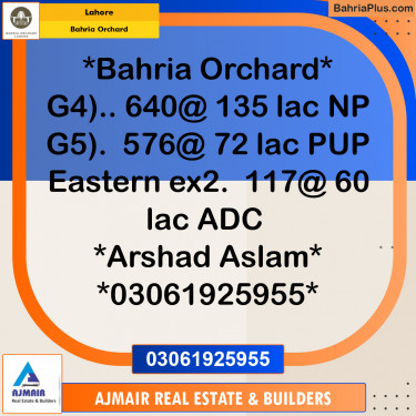 Residential Plot for Sale in Phase 4 - G4 Block -  Bahria Orchard, Lahore - (BP-165832)