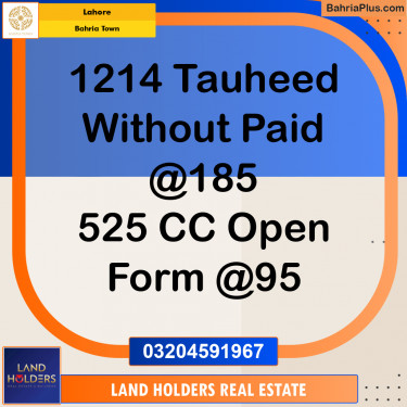 Residential Plot for Sale in Sector F - Tauheed Block -  Bahria Town, Lahore - (BP-165890)