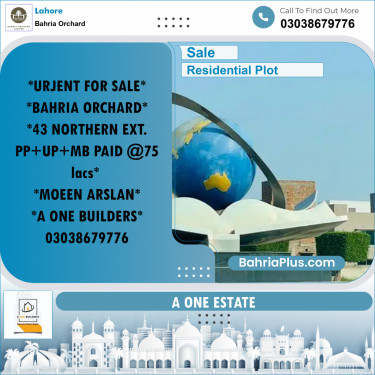 Residential Plot for Sale in Phase 1 - Northern District Ext. -  Bahria Orchard, Lahore - (BP-165916)
