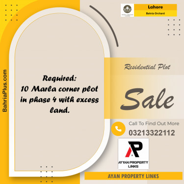 Residential Plot for Sale in Phase 4 - G5 Block -  Bahria Orchard, Lahore - (BP-165933)