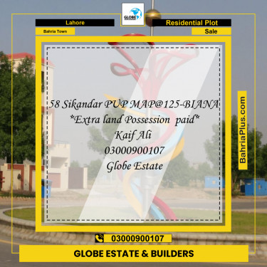 Residential Plot for Sale in Sector F - Sikander Block -  Bahria Town, Lahore - (BP-166011)