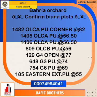 Residential Plot for Sale in OLC-A Block -  Bahria Orchard, Lahore - (BP-166018)
