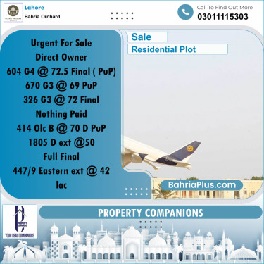 Residential Plot for Sale in Phase 4 - G4 Block -  Bahria Orchard, Lahore - (BP-166020)