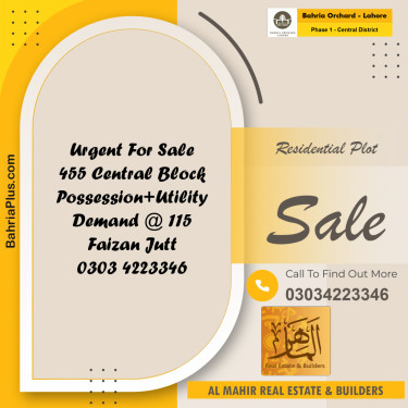 Residential Plot for Sale in Phase 1 - Central District -  Bahria Orchard, Lahore - (BP-166075)