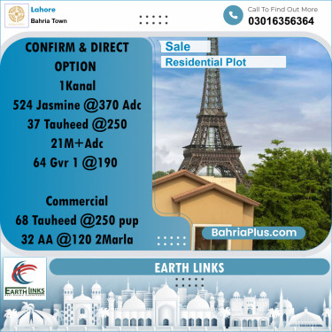 Residential Plot for Sale in Sector C - Jasmine Block -  Bahria Town, Lahore - (BP-166174)