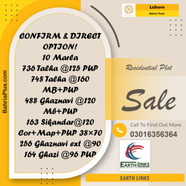 Residential Plot for Sale in Sector F - Talha Block -  Bahria Town, Lahore - (BP-166175)